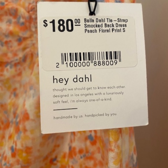 Bella Dahl Tie-Strap Peach Floral Summer Dress Womens Size Small - Picture 4 of 5